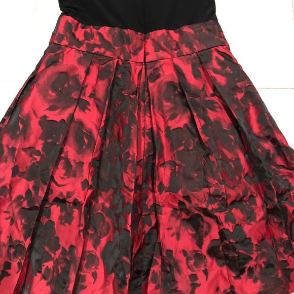 Womens Lauren Ralph Lauren Black Red Sleeveless Floral A-Line Dress 10 - Picture 7 of 9